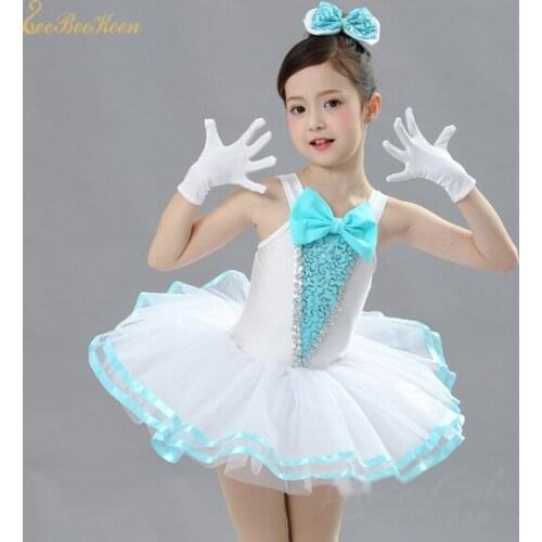 Girls Ballet Dress Blue Sequin Ballet Tutu Costume Child Stage Performance Dance Dress For Women Tutu Ballet Ballerina Clothes
