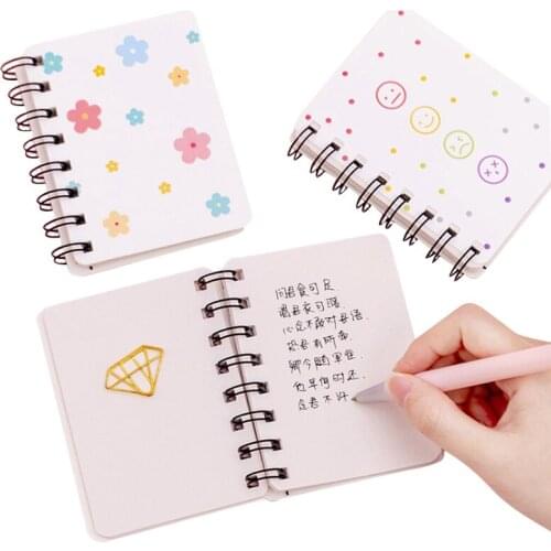 1book Creative flower rollover coil A7 notepad Daily Memos Notebook Mini Pocket Book Signature Guest Book gift for girls