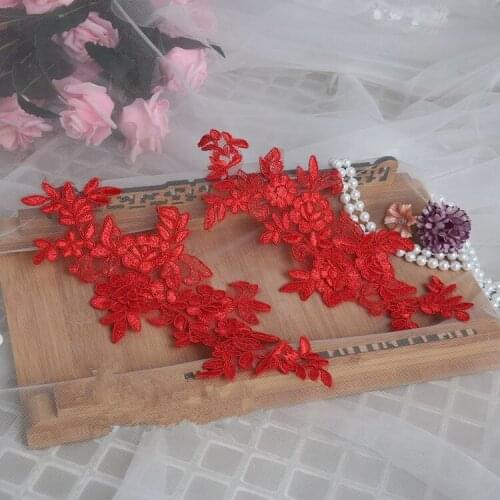 10piece/lot black and red Embroidered Fabric Material African Lace Applique Patch For Sew Cloth Wedding Dress Accessories Diy