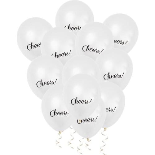 12PCS/Set 12inch Black/white balloon Lets Party Cheers balloon Birthday party high quality balloons Send a roll of ribbon