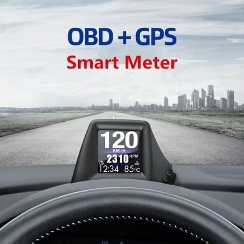 2021 OBD+GPS Smart Gauge with 270 degree Flip Screen A-Pillar Trim or Put Dashboard Install Clear Fault Code Speedometer