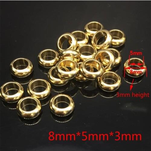 50pcs Exquisite Stainless Steel Gold Tone Large Hole Spacer Beads Jewely DIY Accessories
