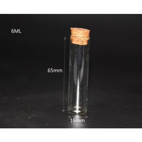 500pcs 16*65mm 6ml Tube Glass Bottle Wishing Bottle Vials Empty Sample Jars with Cork Stopper Wedding Wish Jewelry Party Favor