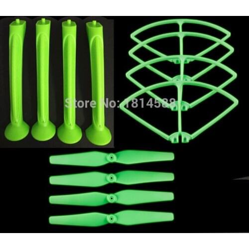 BLLRC SYMA X8 X8C X8G X8W RC Quadcopter Accessories luminous green Propeller + Landing Skid + Protection Ring