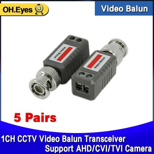 CCTV Twisted BNC 1Channel Passive TVI CVI AHD Video Balun Transceiver 10Pcs /Lot COAX CAT5 Camera UTP Cable Coaxial Adapter