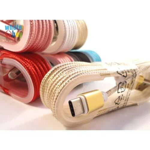 Colorful 1.5M Nylon Braided Rope Neto Micro USB Charger Sync Data Cable For Android & iPhone 7 6 Samsung Type-C 300pcs/lot