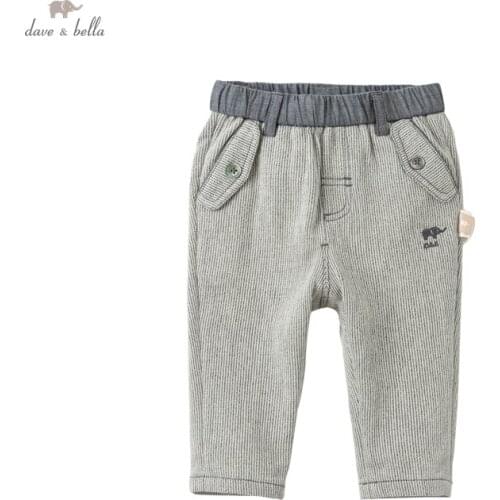 DBX16350 dave bella spring baby boys fashion striped pockets pants children full length kids pants infant toddler trousers