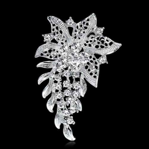 Elegant Full Rhinestone Grapes Silver-color Plating Brooches for Women Brooch Pins Jewelry Wedding Decoration