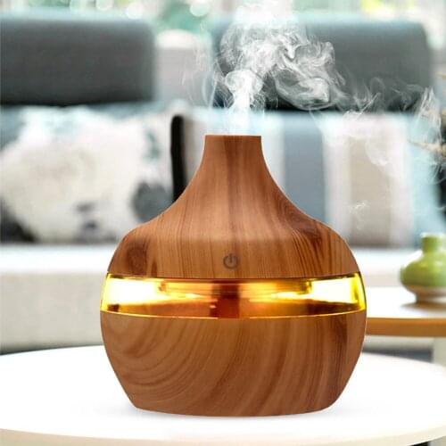 Electric Humidifier Essential Aroma Oil Diffuser Ultrasonic Wood Grain Air Humidifier USB Mini Mist Maker LED Light For 1Pcs