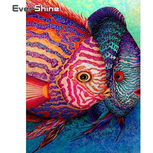 EverShine Diamond Embroidery Fish Rhinestones Art 5D Diamond Painiting Animals Cross Stitch Kits Handicraft Home Decoration