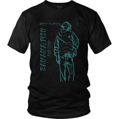 Fashion Banana Fish T Shirts Men Short Sleeve Cotton T-shirt Anime Manga Ash Lynx Eiji Okumura Tees Top Streetwear Tshirts Gift