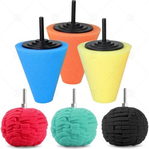 Auto Wheel Polishing Sponge Used For Electric Drill Burnishing Ball Polishing Cone Set Car Hub Buffing Sponge Polishing Kit