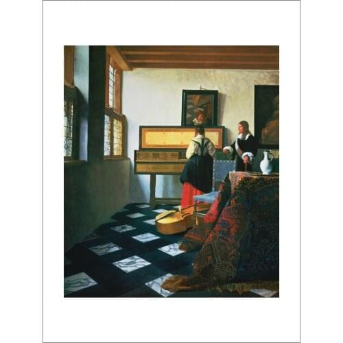 Canvas painting portrait picture figurative prints giant poster home art the Music Lesson Lady at a Virginal By Jan Vermeer