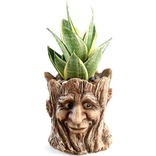 Creative Resin Old Tree Man Flower Pot Garden Outdoor Imitation Tree Head Old Man Planter Funny Home Decoration Gift