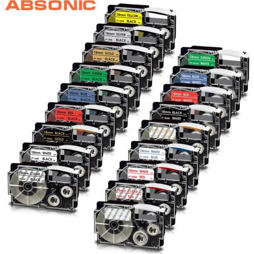 Absonic Mixed Color Printer Ribbon XR-18X XR-18WE XR-18RD XR-18BU XR-18YW XR-18GN 18mm Label Tape Compatible for Caiso Labeler