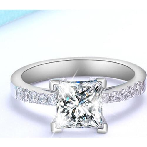 Princess-cut Diamond Engagement Womens Rings Real S925 Sterling Silver Luxury Exquisite Elegant Wedding Confession Gift Jewelry