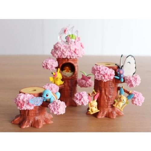 Genuine Pokemon CANDY TOY Sakura Forest Series Pikachu Butterfree Torchic Shaymin Squirtle Plusle Minun Cute Action Figure Toys