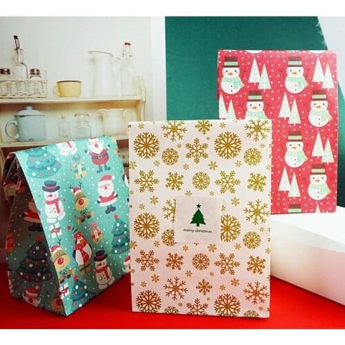 Christmas Gift Box Bags Fox Reindeer Paper Bag Candy Bags Christmas New Year Packing Cookie Bags Navidad Xmas Party Decor