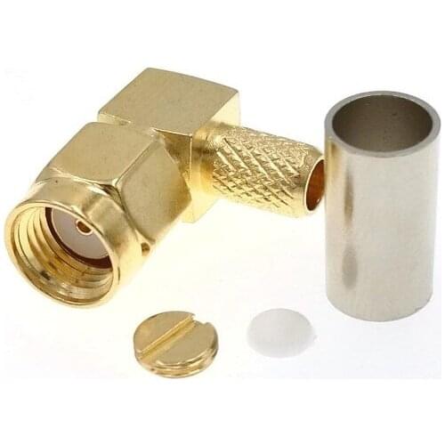 RP-SMA Male Right Angle Crimp RG58 RG142 LMR195 RG400 RF Connector
