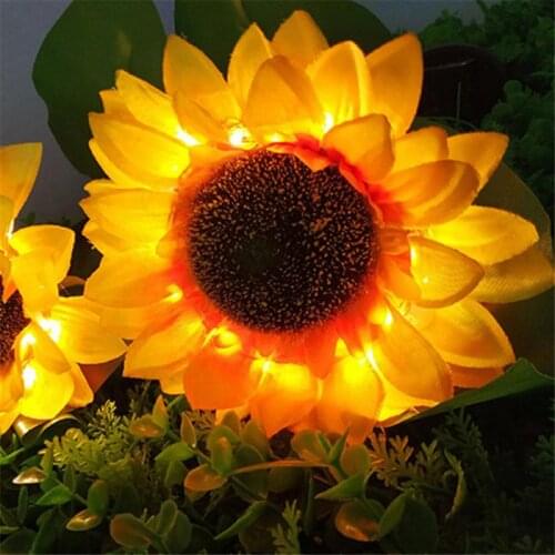 LED Solar Sunflower Ground Lamp Outdoor Waterproof Garden Solar Sunflower Lawn Lamp Solar Lights For Garden Decoration
