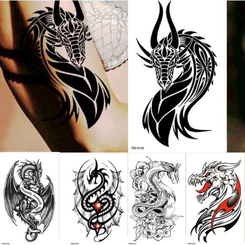 Dragon Tattoo Chest Snake Temporary Tattoos for Men Fake Tattoo Waterproof Sticker Ephemere Woman Aesthetic Animals Tato Sticker