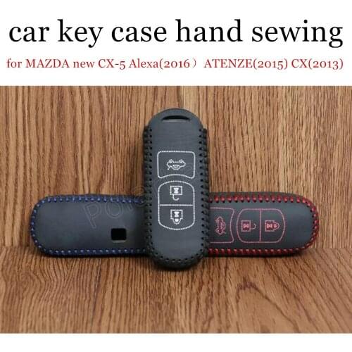 Only Red factory price fit for MAZDA new CX5 Alexa(2016) ATENZE(2015) CX(2013) hand sewing leather car key case cover