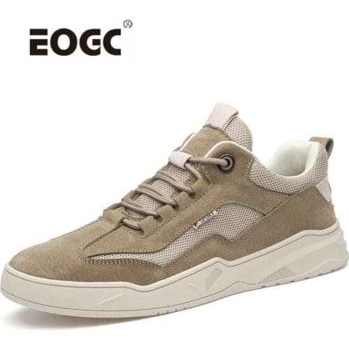 Fashion Mens Sneakers Suede Leather Casual Shoes Men Lace Up Rubber Sole Non-slip Breathable Soft Flats Men Shoes