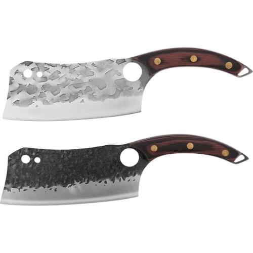 Xyj 7'' Stainless Steel Full Tang Chopping Knife Kitchen Knife Hammer Blade Chinese Chopper Butcher Cleaver Wood Handle Slicer