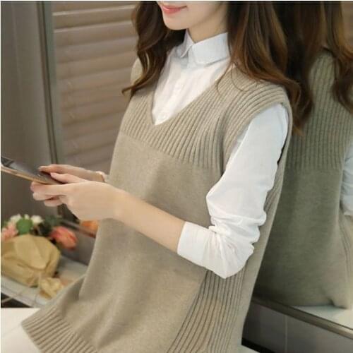 Women Sweater Vest Autumn and Winter plus Size Knitwear Womens Waistcoat Jacket Loose V-neck Sweater Vest Women