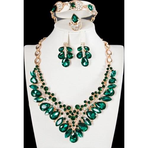 LAN PALACE glass stone fashion jewelry austrian crystal earrings necklace ring bracelet free shipping