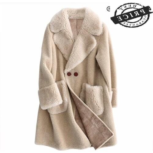 2021 Winter Coat Women Real Fur Coats Female Elegant Korean Casual Wool Jacket Ladies Warm Womens Fur Coats Hiver aa2