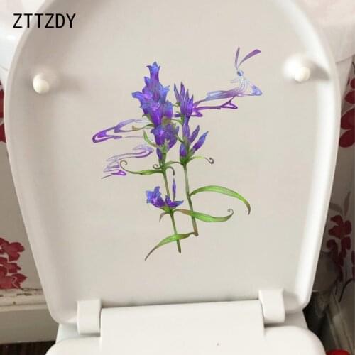 ZTTZDY 18.4*23.3CM Ancient Purple Gentian Smog Cartoon Toilet Sticker Home Room Wall Decor T2-0472