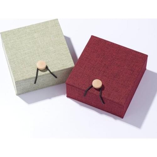 10 pcs Burlap Cloth Square/Rectangle Silk Boxes Gifts For Jewelry Pendant Necklace Bracelet Packaging Display Box Container
