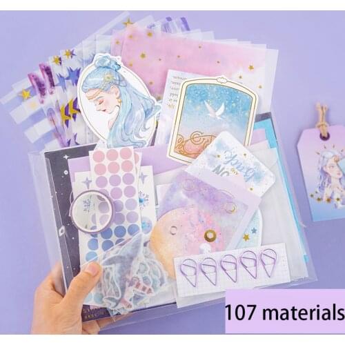 107 Pcs/Set Material Paper Spree Memo Pad Small Fresh Ins Journal Sticker DIY Base Background Note Paper School Supplies Kawaii