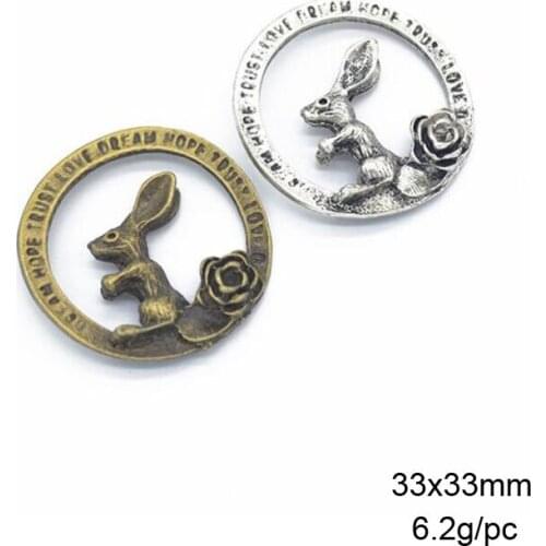 20pcs 33x33mm Tibetan Silver/ Bornze Plated Rabbit Charms Pendants For Bracelet Necklace Jewelry Making DIY Handmade Craft
