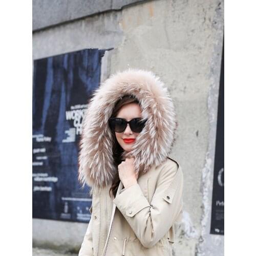 2020 Real Fur Coat Female Rabbit Fur Liner Warm Parka Winter Jacket Women Raccoon Fur Collar Korean Long Jackets MY3982