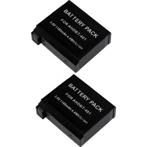 2 x 1600mAh Battery for GoPro Hero4 AHDBT-401 HD GOPRO4 AHBBP-401 Action Cameras Fully Decoded