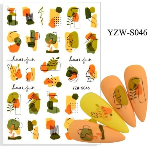 3D Stickers for Nails Line Grass Leaf Colour Design Nail Foil Decal Sliders Stickers for Manicure Fashion Nail Art Decoration
