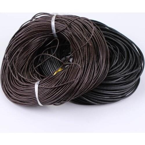 5 metersdiy Jewelry Accessories Black Real Leather Rope Handmade Material Pet Braided Rope Bracelet Necklace Rope Beaded