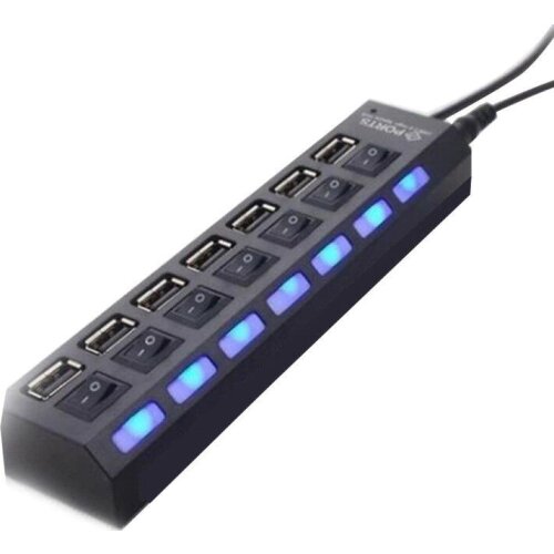 50pcs bundle 7 port USB 2.0 3.0 HUB W/ Power On/Off Switch High Speed Adapter Cable For PC RF