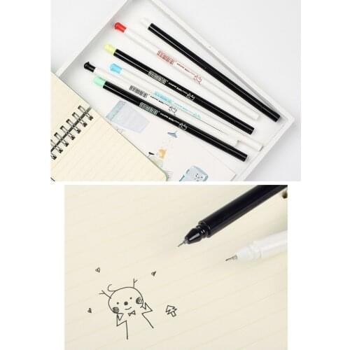 6pcs Cute Cartoon Cat Gel Pen Black Color ink Roller ball Pens for Writing Stationery Office School Student Supplies A6153