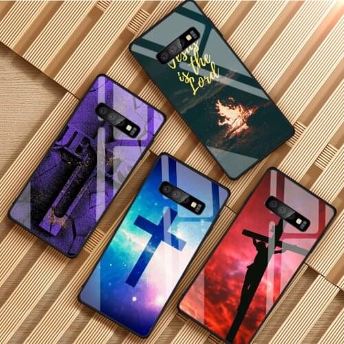 Jesus Cross Tempered Glass Phone Case For Samsung Galaxy S8 S9 S10 S20 PLUS J8 J6 J4 2018 NOTE 8 9 10 Cover Shell