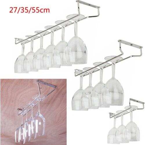 27/35/55cm Wine Holders Stainless Steel Wine Glass Rack Hanging Stemware Holder Hanger Shelf Home Bar Tools Space Saving