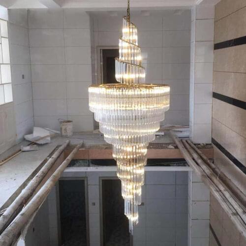 Villa chandelier, duplex building crystal lamp, post modern light luxury stair long chandelier, air lamp for spring floor shop
