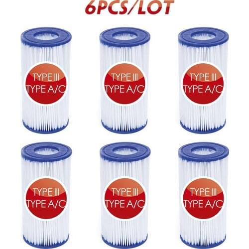 Dropshipping 6Pcs/Lot Bestway 58012 Water Filter Cartridge(III) for Pool Filter Pumps 58384 58387 58389 & 58390 Pool Filter Core
