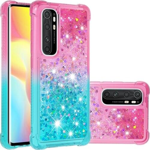 Gradient Quicksand Liquid Glitter Case For Xiaomi Mi Note 10 Lite TPU Bumper Clear Phone Cover Coque Mi Note10 Lite