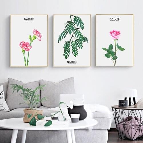 Nordic Flower Leaves Canvas Painting Nature Botanical Mood Quotes Modern Fresh Poster Home Decor Wall Art Pictures Living Room