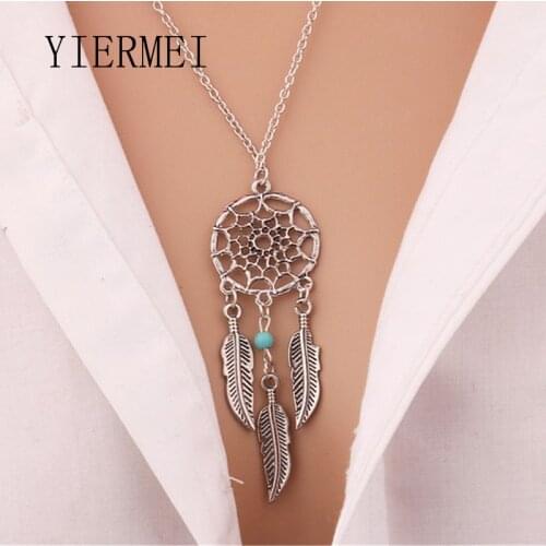 Trendy Bohemian Style Pendants Hollow metal Feather Wing Shaped Pendant Necklace Charm Sweater Chain Gifts For Women