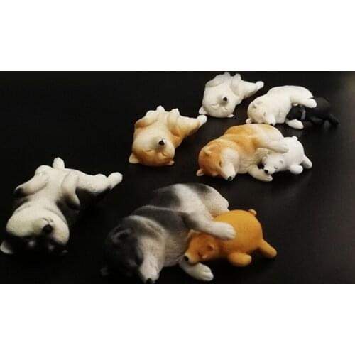 Xmmos Sleeping Shiba Inu Set Figure Simulation Cute Pet Dog Animal Model Toys Collector Decor Kid Toy Home Decor Accessories