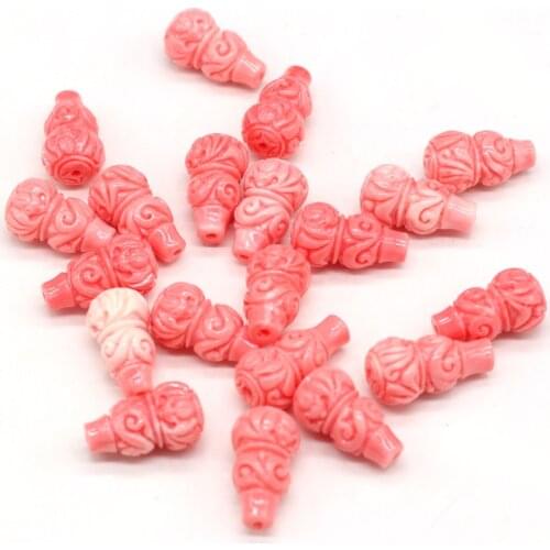 10 Pcs Natural Coral Beads Gourd Shape Pink Coral Loose Beads Necklace Accessories Coral Charms for Jewelry Making Bracelet
